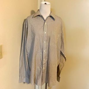 Torriani Mens Dress Shirt- Brown and White